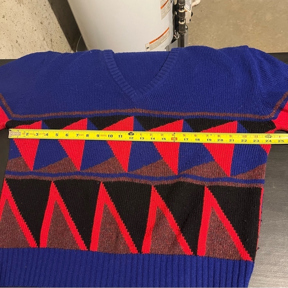 Concrete Men VTG Geometric Sweater Pullover Sz XL Multicolor Crew Neck Wool - Picture 8 of 9